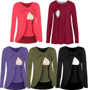 Maternity cotton round neck shirt for pregnant women